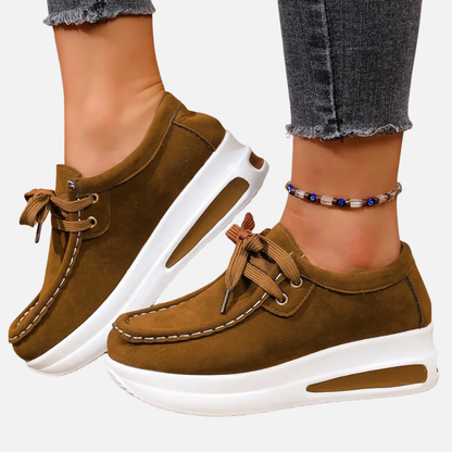Brianna | Women's Platform Moccasin Sneakers Suede Lace-Up