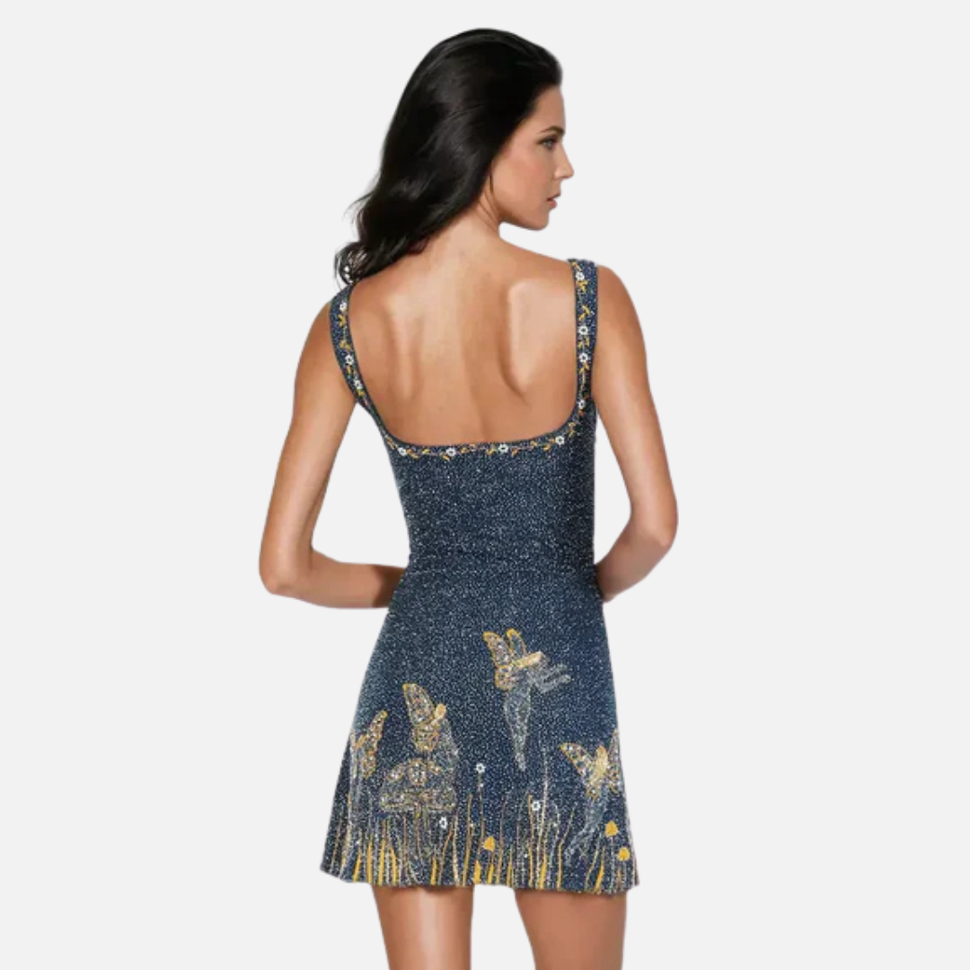Women's Beaded Sequin Mini Dress | Sparkly Star Embellished Cocktail