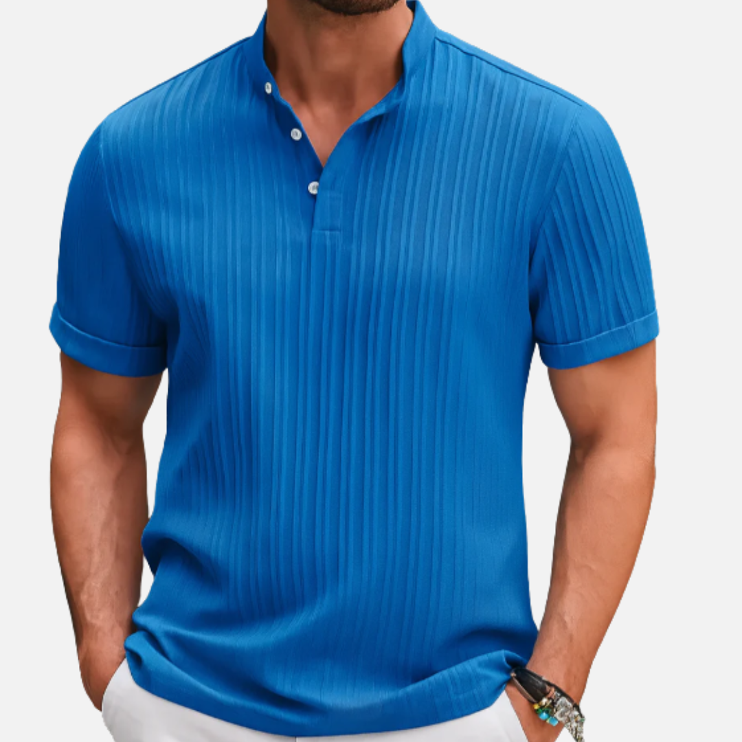Men's Textured Waffle Knit Polo Shirt