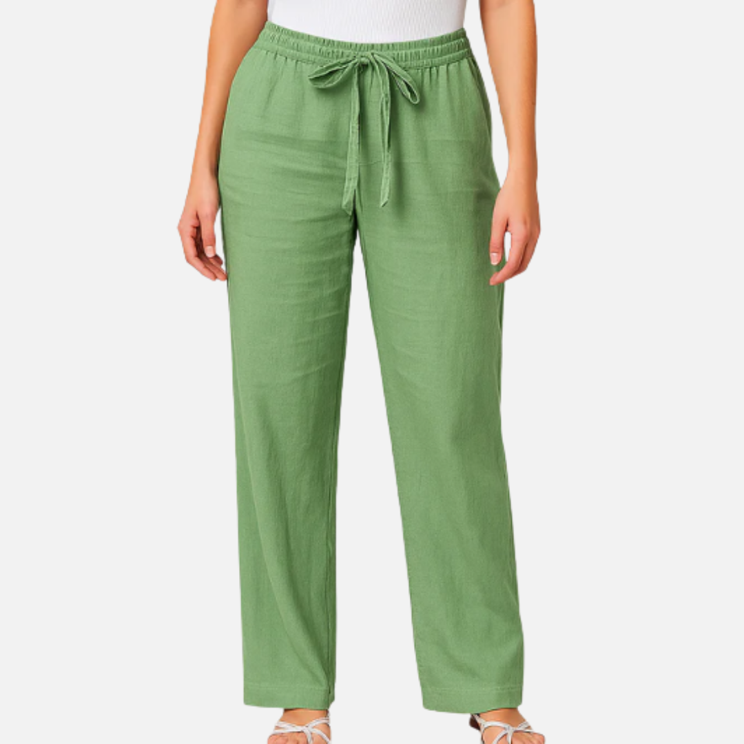 Women's High Waist Linen Wide Leg Trousers | Tie Waist Palazzo Pants