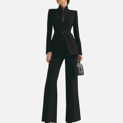 Women's Tailored Stand Collar 2-Piece Pant Suit