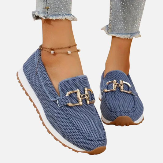 Mocasines ortopédicos de malla con hebilla para mujer
