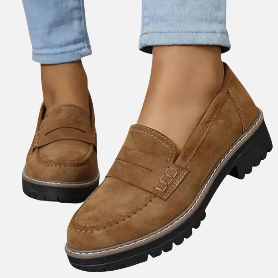 Women's Chunky Lug Sole Penny Loafers | Suede