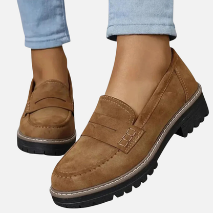 Women's Chunky Lug Sole Penny Loafers | Suede