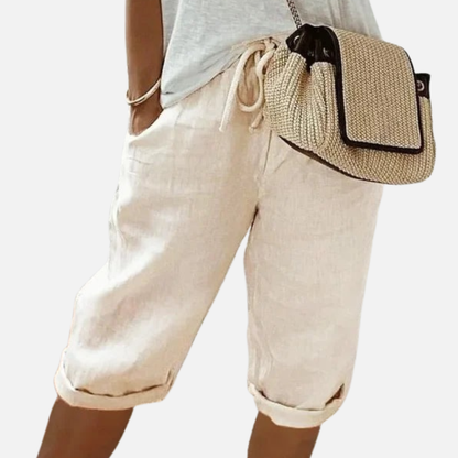 Women's Linen Short Pants Crop Trousers