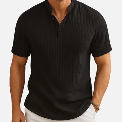 Men's Textured Waffle Knit Polo Shirt