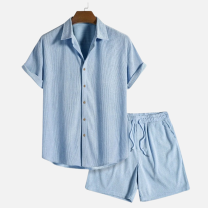 Men's Linen Matching Set | Short Sleeve Shirt and Shorts Summer Co-ord Set