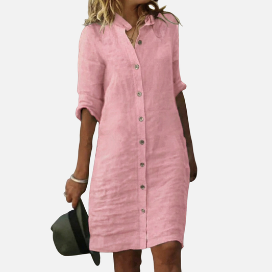 Vestido camisero de lino de verano para mujer