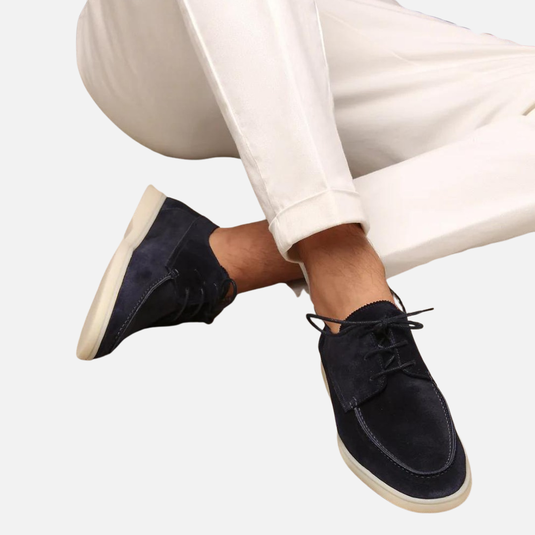 Men's Suede Moccasin Oxfords - Casual Lace-Up Dress Loafers