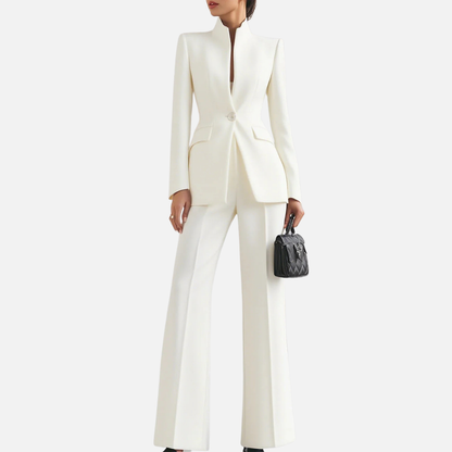 Women's Tailored Stand Collar 2-Piece Pant Suit