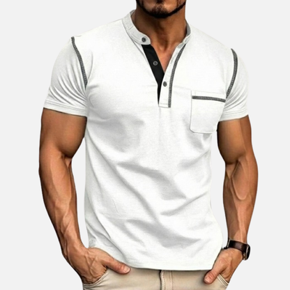 Men's Slim Fit Henley Polo Shirt | Short Sleeve