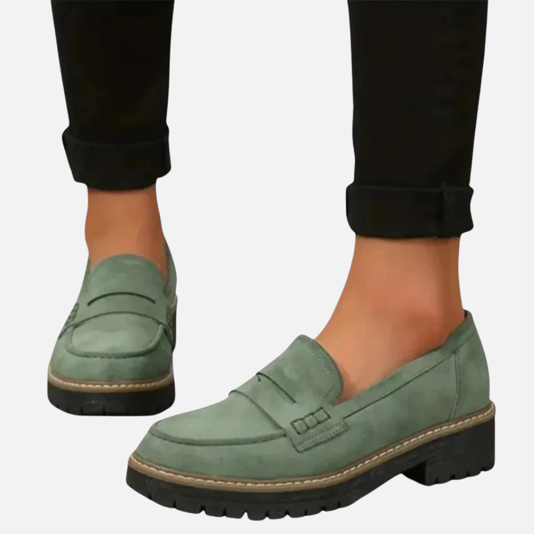 Women's Chunky Lug Sole Penny Loafers | Suede