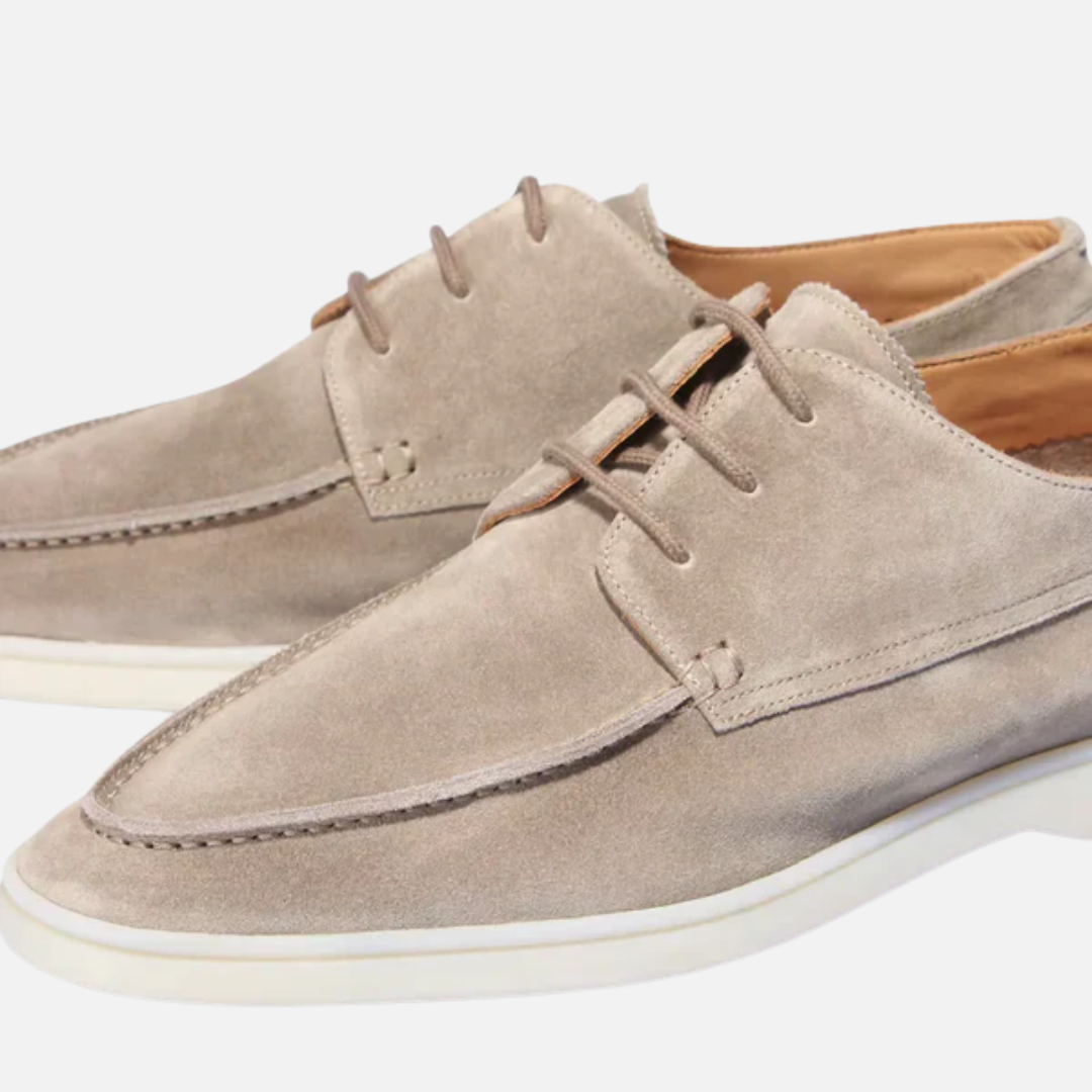 Men's Suede Moccasin Oxfords - Casual Lace-Up Dress Loafers