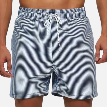 Men's Striped Swim Shorts | Quick Dry Drawstring Beach Shorts