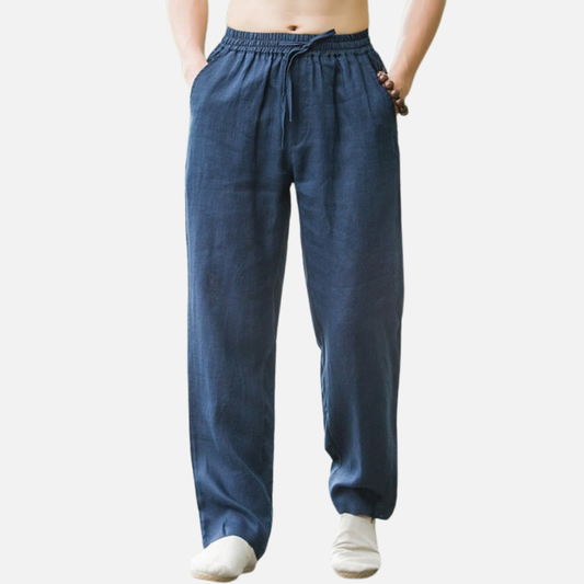 Pantalones Holgados de Lino para Hombre - Pantalones de Mezcla de Algodón y Lino Transpirables