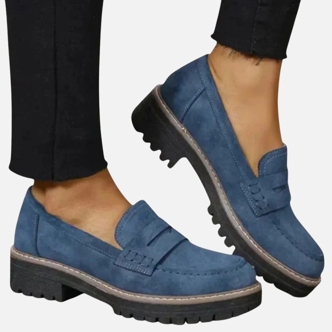Women's Chunky Lug Sole Penny Loafers | Suede