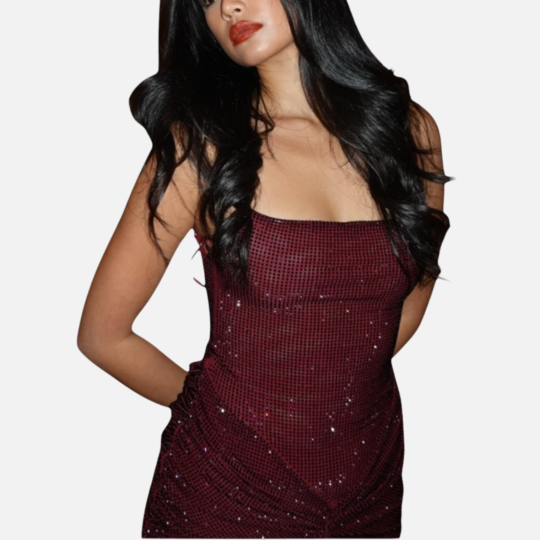 Women's Sequin Formal Maxi Dress | Backless Spaghetti Strap Sparkly Evening Gown