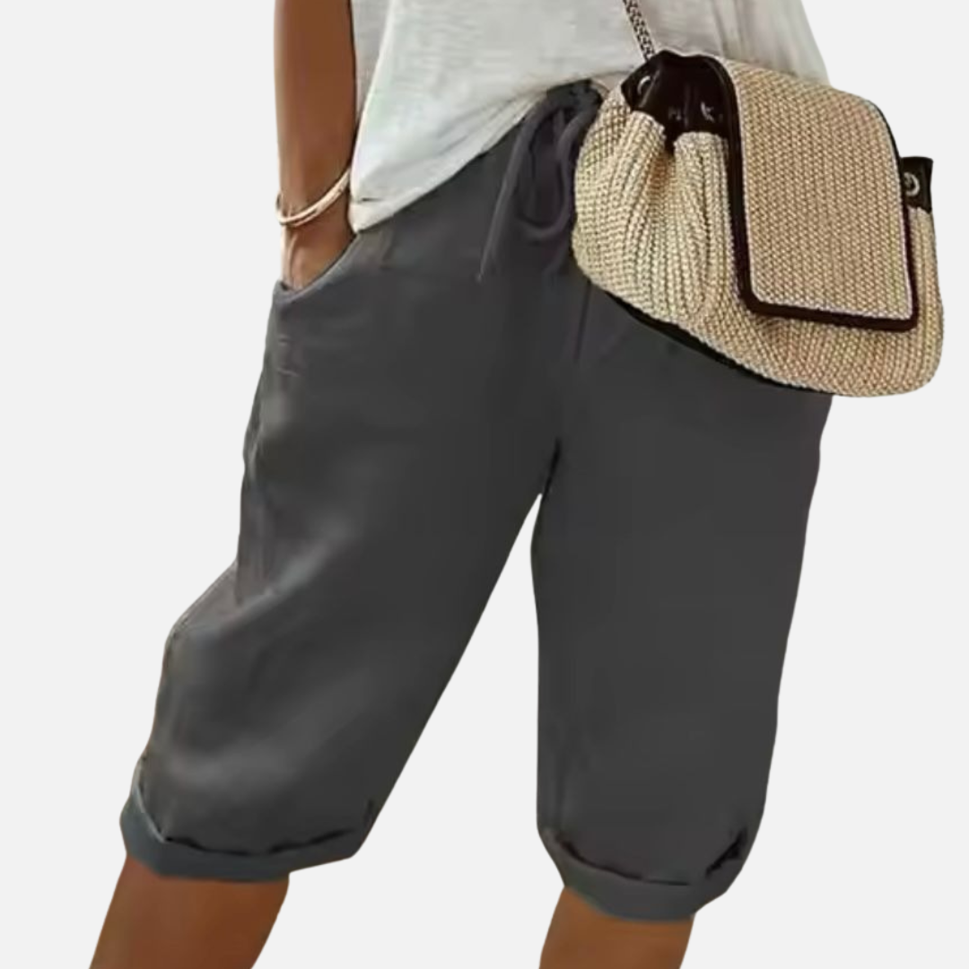 Women's Linen Short Pants Crop Trousers