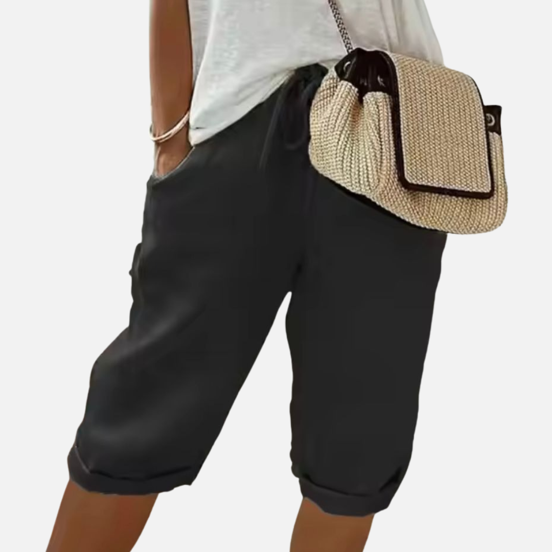 Women's Linen Short Pants Crop Trousers