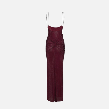 Women's Sequin Formal Maxi Dress | Backless Spaghetti Strap Sparkly Evening Gown