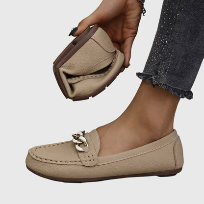 Women's Slip-On Loafers with Gold Chain Detail