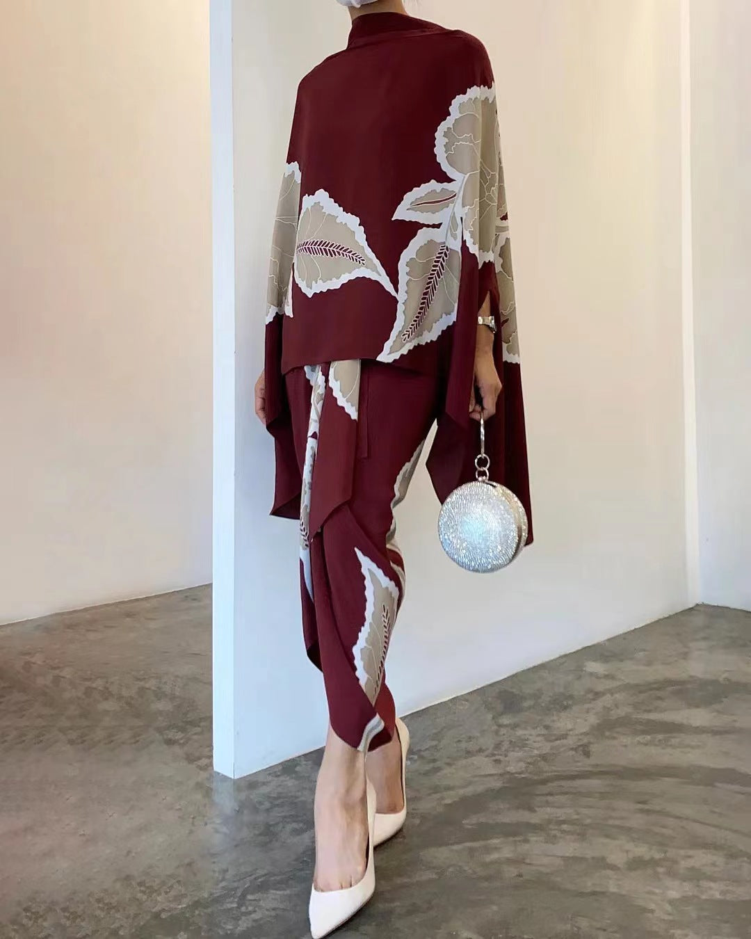 Women's Printed Cape Top and Long Skirt Set