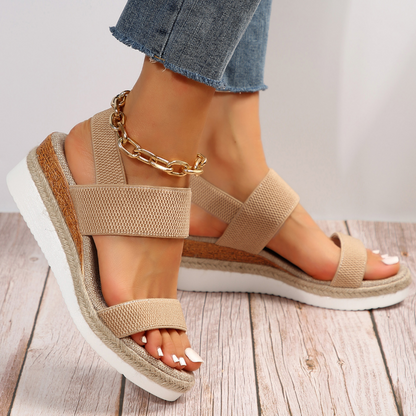 Women's Elastic Strap Woven Platform Sandals