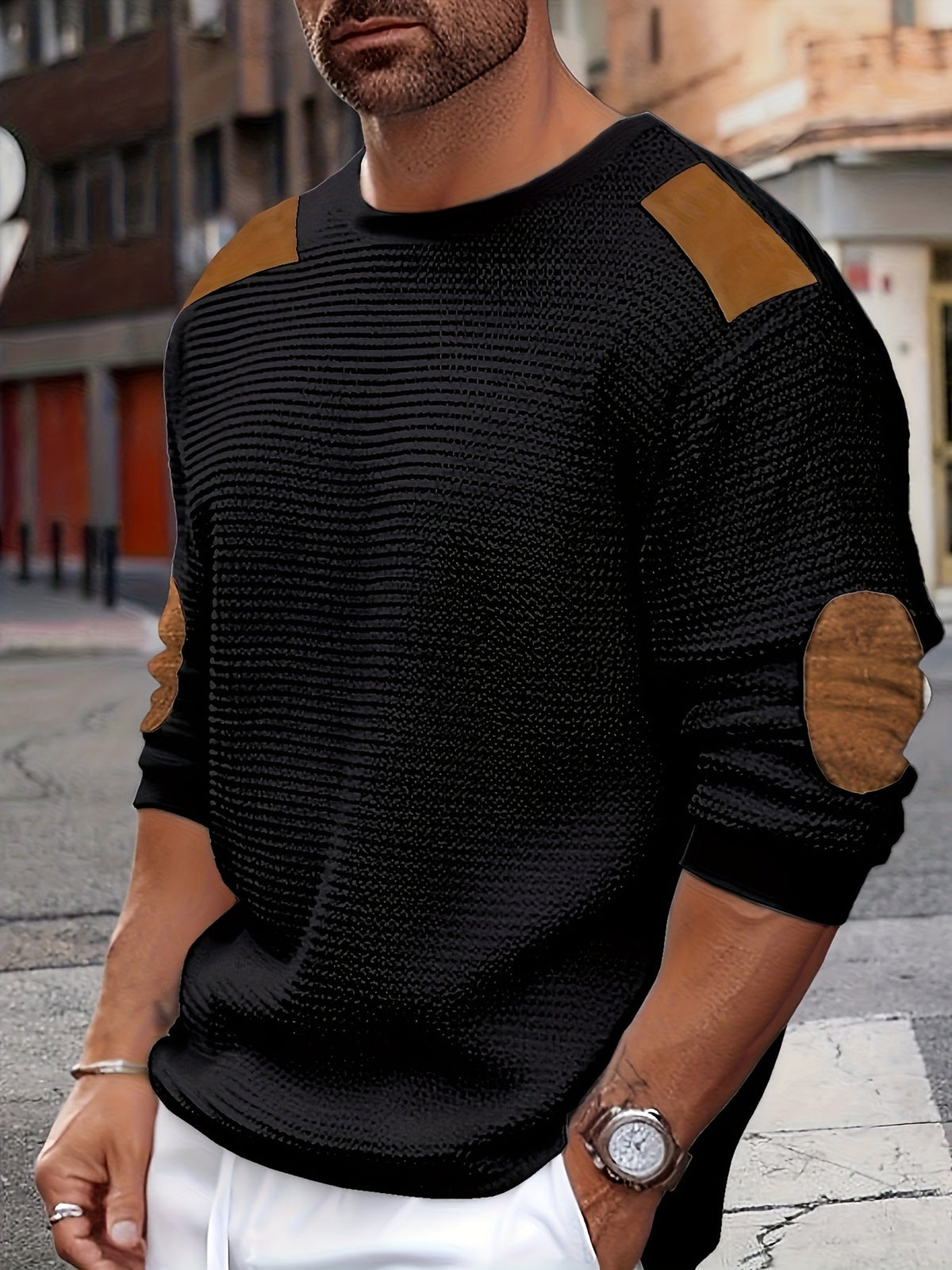 Aaron | Textured Elbow-Patch Pullover 7