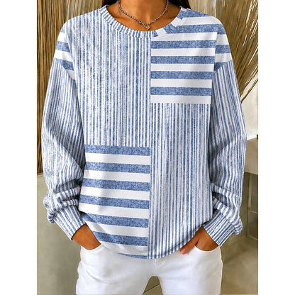 Adelaide | Striped Colorblock Crew Neck Sweatshirt 0