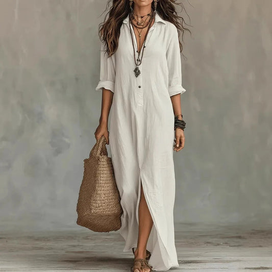 Agnes Linen Long Shirt Dress 0