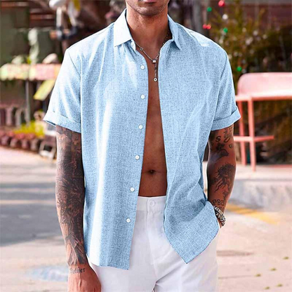 Men's Short Sleeve Linen Look Shirt