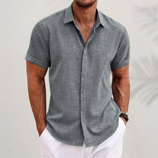 Men's Short Sleeve Linen Look Shirt