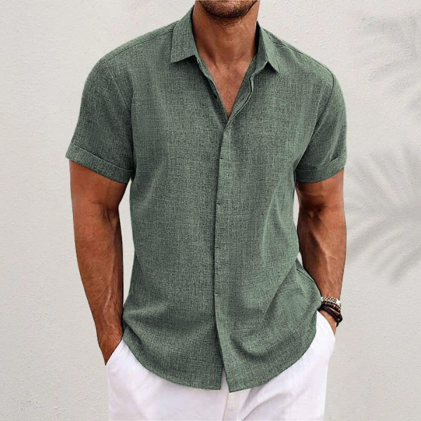 Men's Short Sleeve Linen Look Shirt
