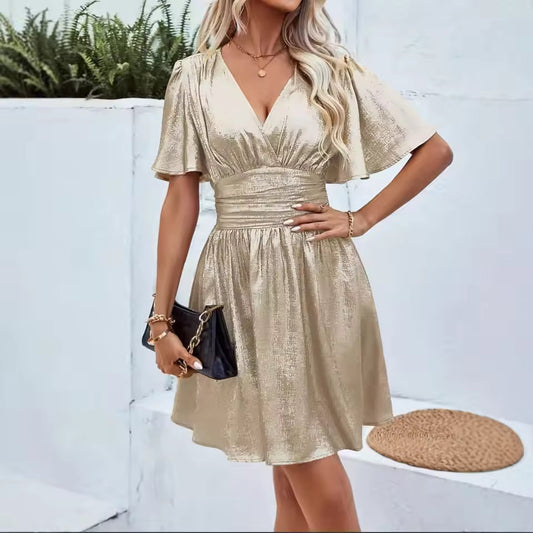 Aurelia | Women's metallic wrap mini dress 0
