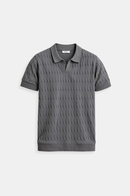 Men's Short Sleeve Textured Knit Polo Shirt