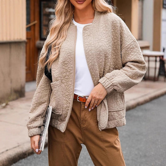 Camila | Textured Floral Bomber Jacket 0