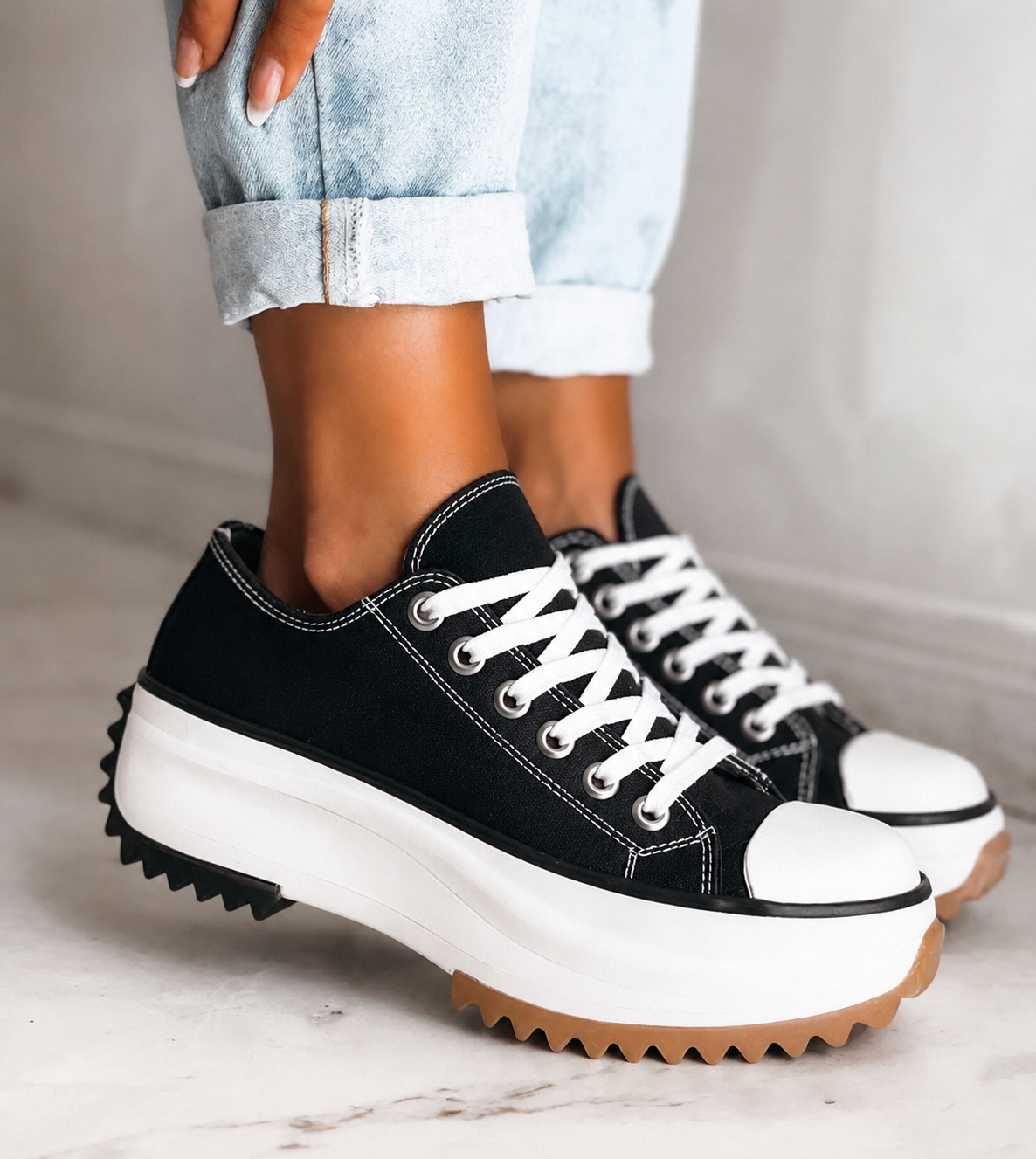 Women's Canvas Platform Sneakers with Chunky Sole