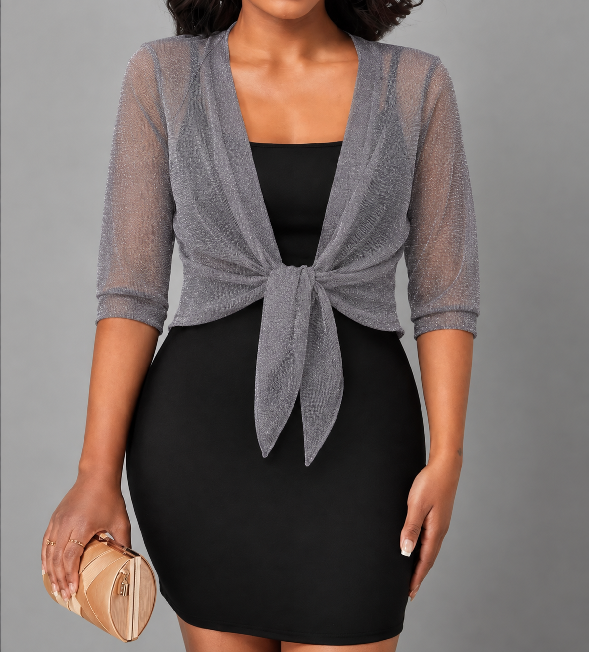 Women's Sheer Chiffon Tie Front Cropped Cardigan