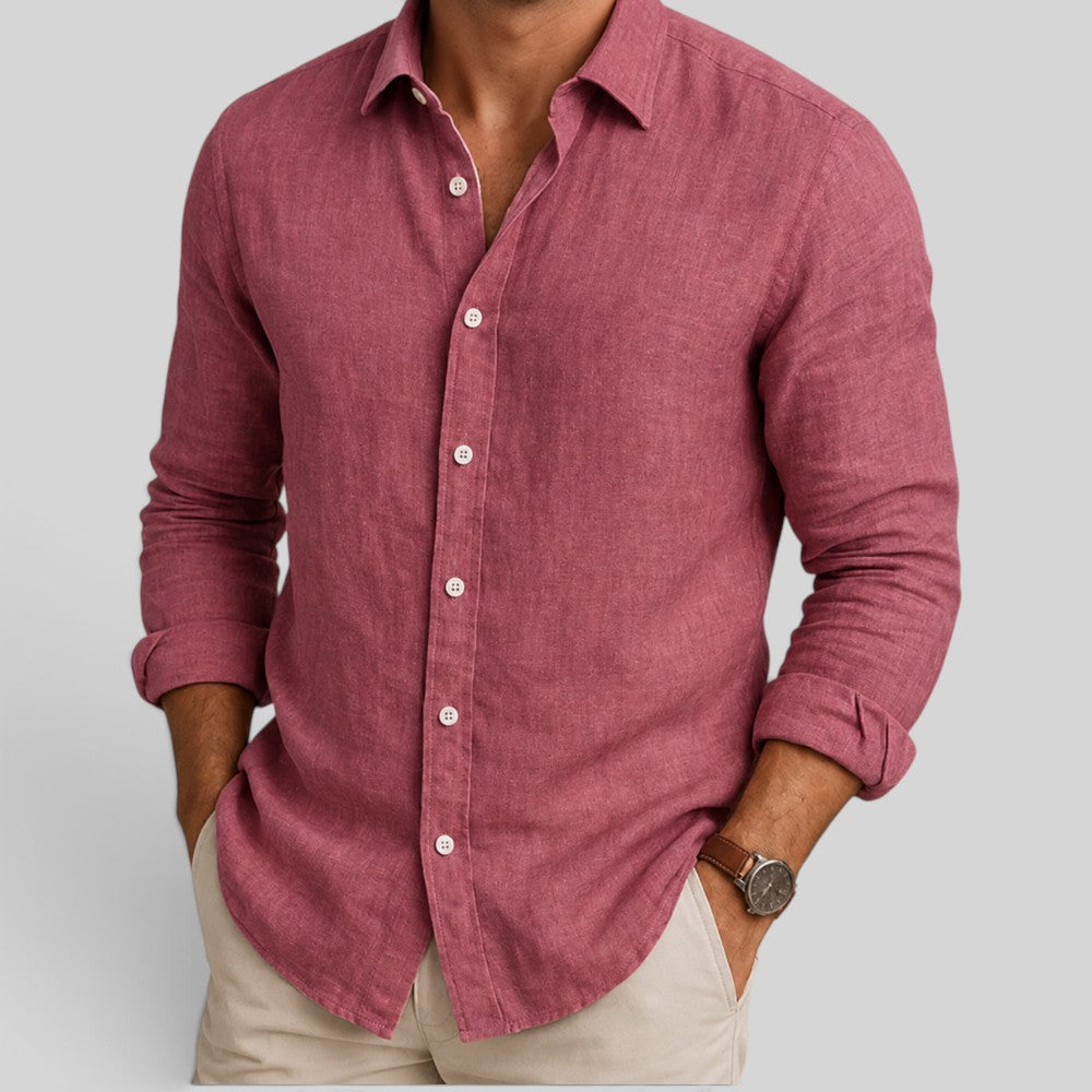 Men's Linen Blend Long Sleeve Shirt