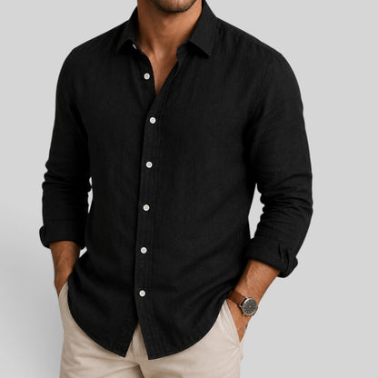 Men's Linen Blend Long Sleeve Shirt