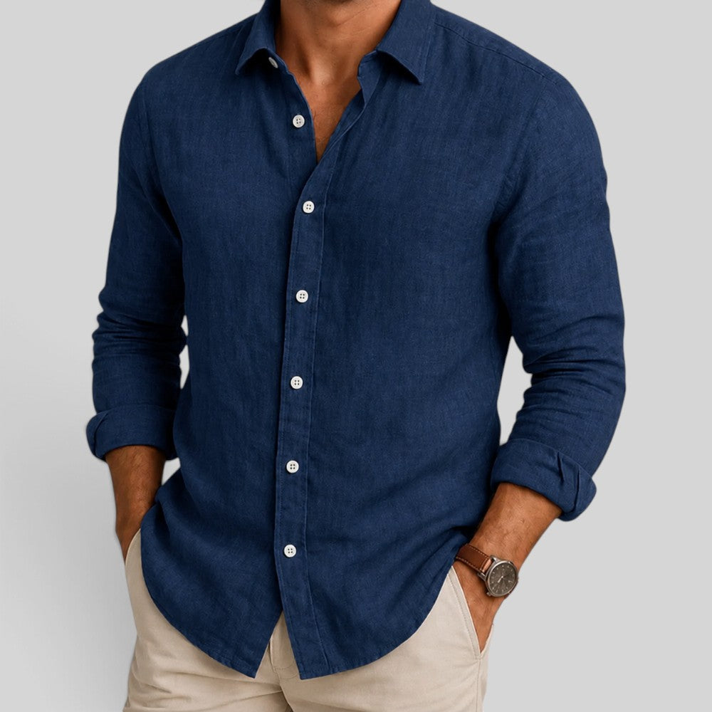 Men's Linen Blend Long Sleeve Shirt