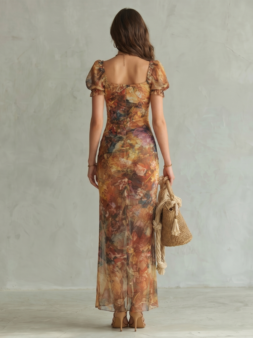 Ciel Midi Dress | Lightweight, Ruffled Sleeves, Front Slit, Wedding Guest, Summer Dress 3
