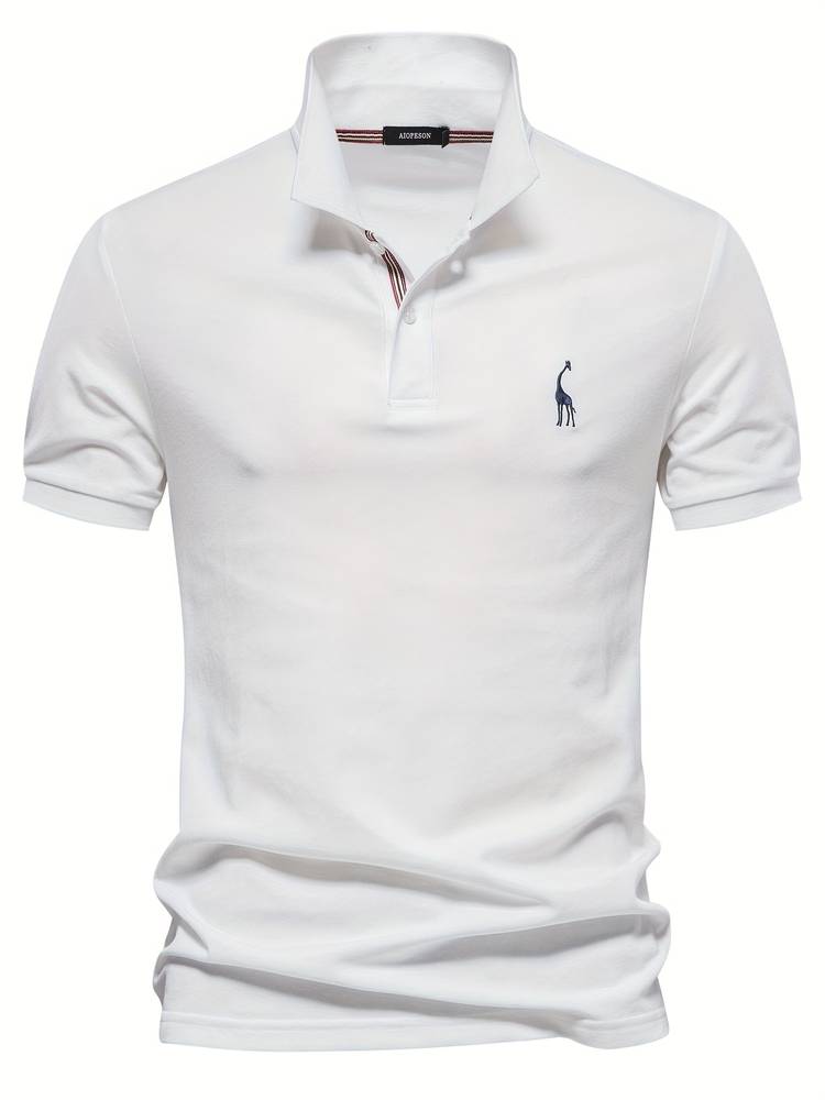 Men's Short Sleeve Polo Shirt with Embroidered Detail