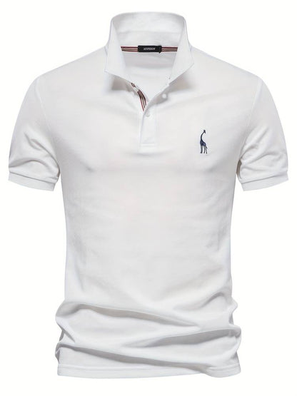 Men's Short Sleeve Polo Shirt with Embroidered Detail