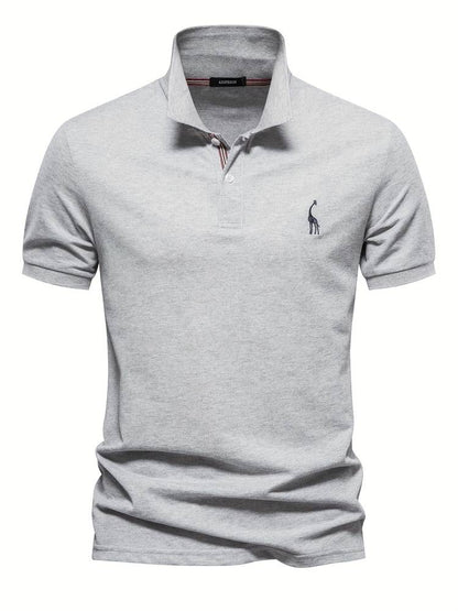 Men's Short Sleeve Polo Shirt with Embroidered Detail