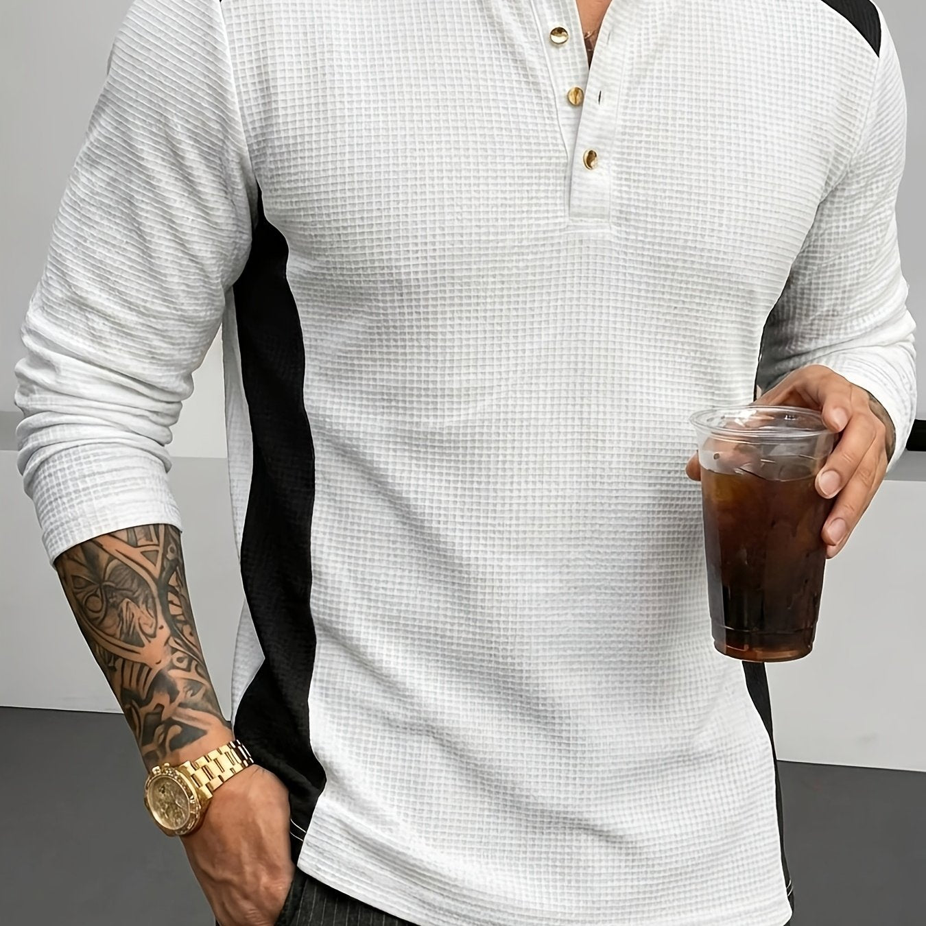 Curtis | Textured Long-Sleeve Henley 0