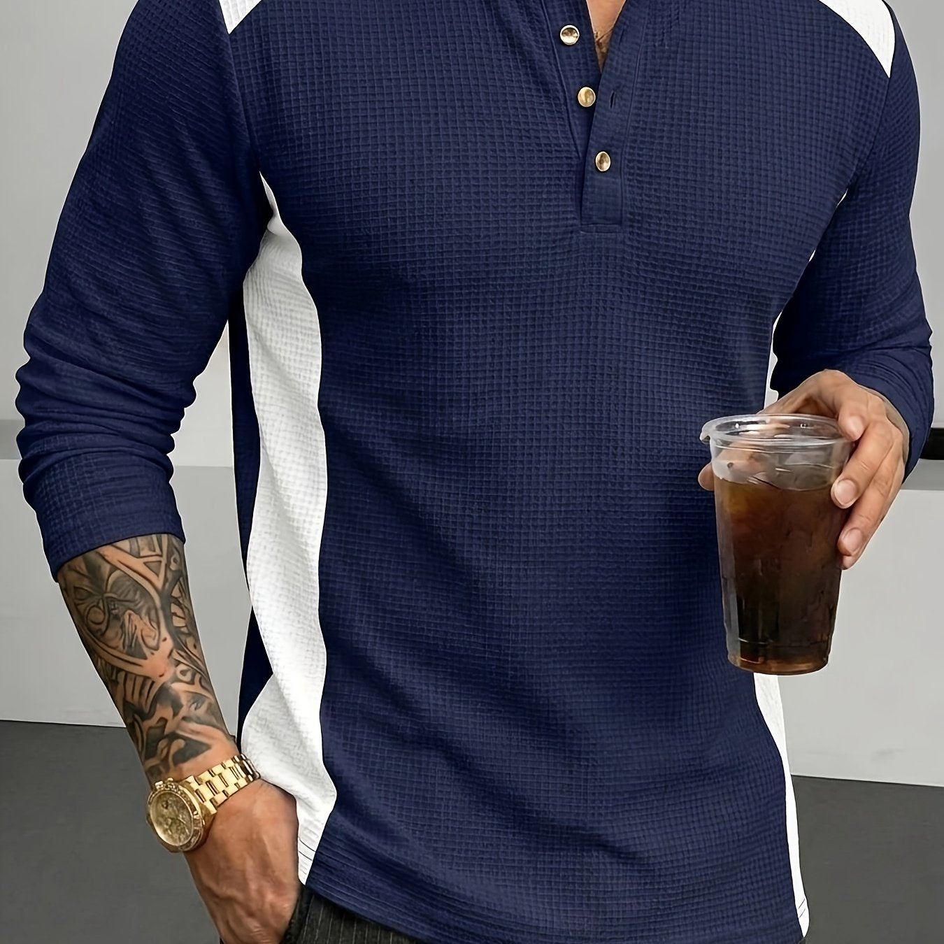 Curtis | Textured Long-Sleeve Henley 10