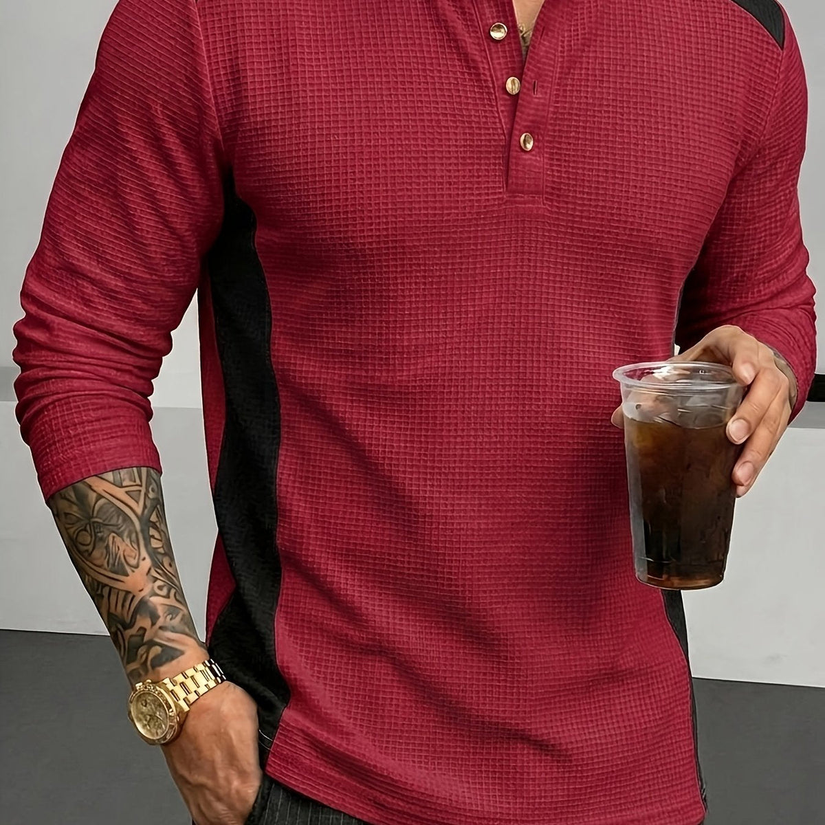 Curtis | Textured Long-Sleeve Henley 12