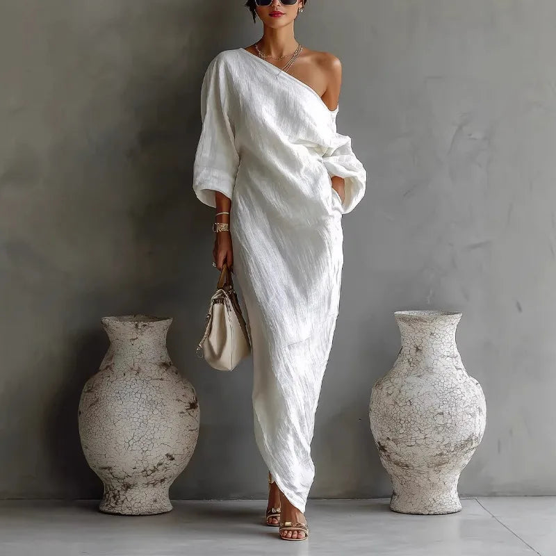 Daisy Linen One Shoulder Dress 0