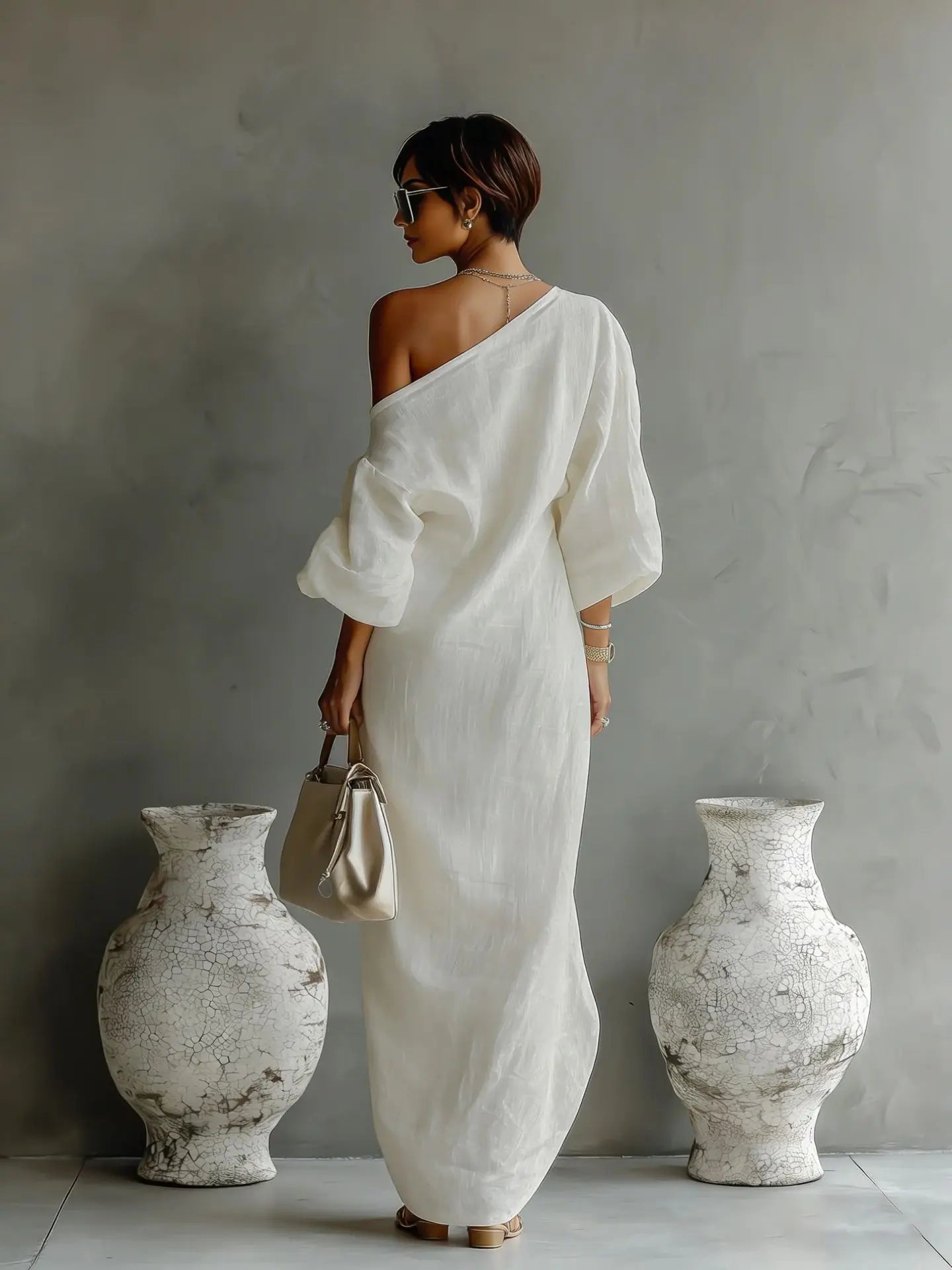 Daisy Linen One Shoulder Dress 2